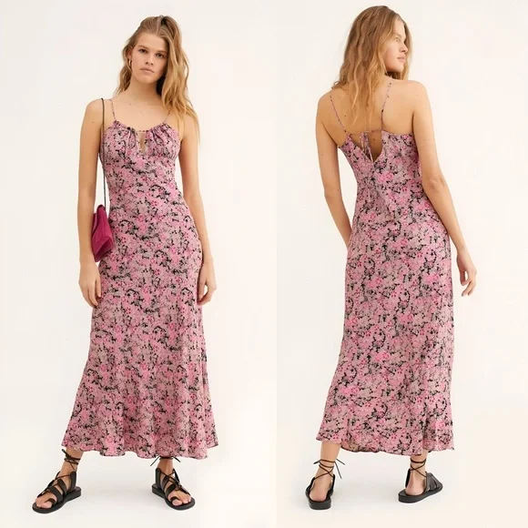 🌸 Free People Bon Voyage Floral Maxi Dress | Black Combo | Size M - Picture 12 of 15